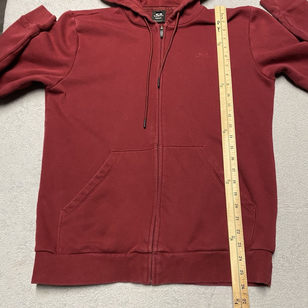 Oakley Hoodie Mens Small Red Full Zip Pockets Logo Classic Regular Fit - Picture 5 of 7